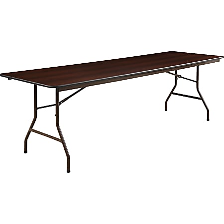 Lorell® Laminate Economy Folding Table, 29"H x 96"W x 96"D, Mahogany