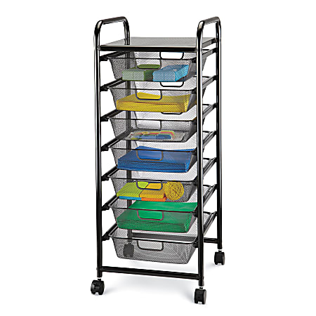 Realspace® 7-Drawer Mobile Organizer, 35 7/16"H x 14 3/4"W x 13 3/5"D, Black