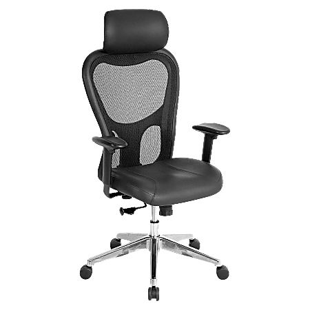 Lorell Executive Ergonomic Bonded LeatherMesh High Back Chair With