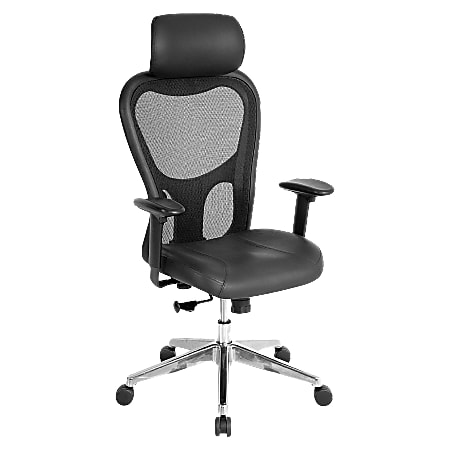 Lorell® Executive Ergonomic Bonded Leather/Mesh High-Back Chair,