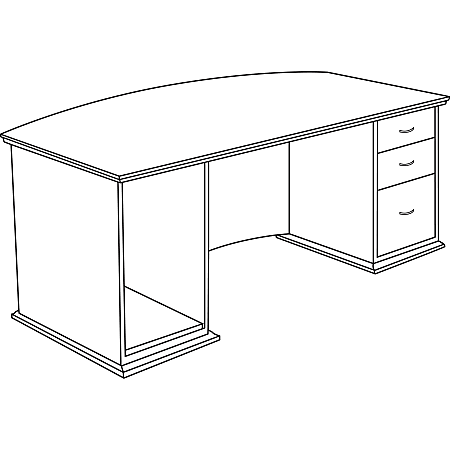 Lorell® 90000-Series Bow-Front Right-Pedestal Desk, 29"H x 72"W x 34"D, Mahogany