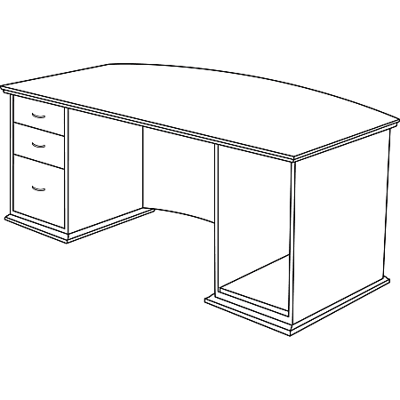 Lorell® 90000-Series Bow-Front Left-Pedestal Desk, 29"H x 72"W x 34"D, Mahogany