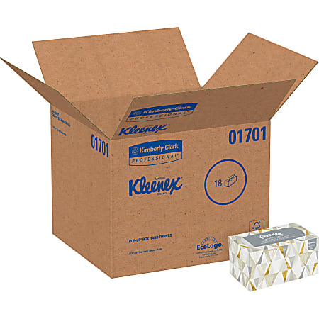 Kleenex®1-Ply Hand Towels in a Pop-Up Box, 120 Sheets Per Box, Pack Of 18 Boxes