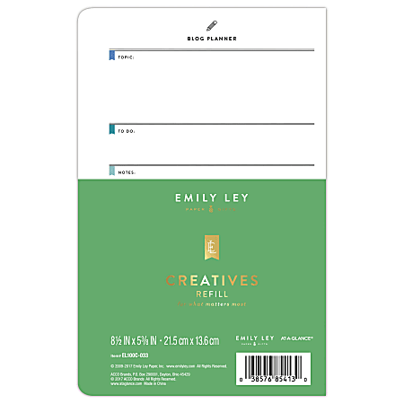 Emily Ley Simplified® System Creatives Refill, 5 3/8" x 8 1/2", White