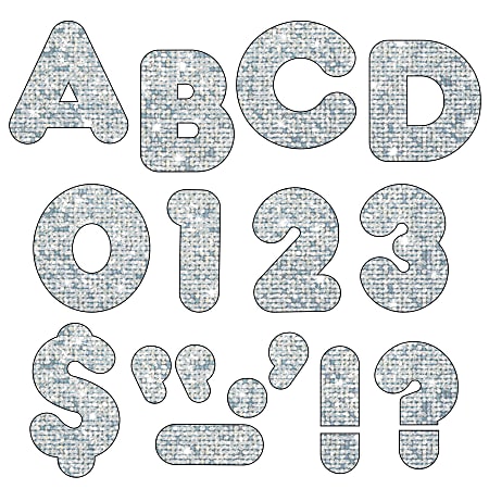 TREND Ready Letters®, Casual Uppercase, 3", Silver Sparkle, Pack Of 141