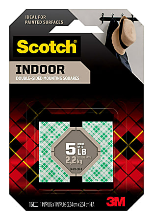 Scotch® Permanent Foam Mounting Squares, 1" x 1", Pack Of 16