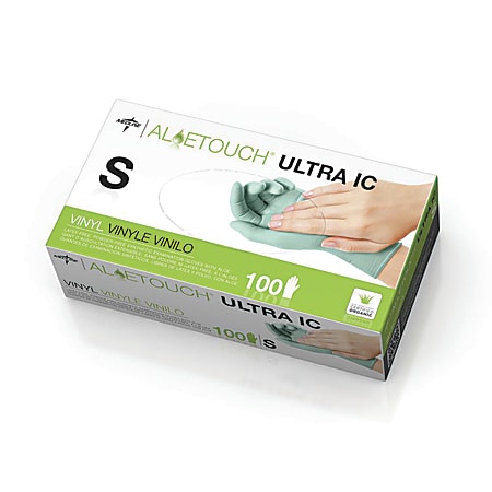 Medline AloeTouch Ultra Examination Gloves, Latex Free, Synthetic, Small, Box Of 100