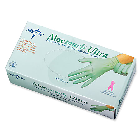 Medline AloeTouch Ultra Examination Gloves, Latex Free, Synthetic, Large, Box Of 100
