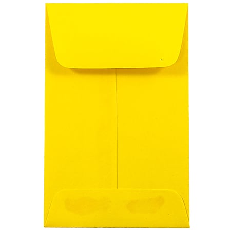 JAM PAPER® #1 Coin Business Colored Envelopes, 2 1/4" x 3 1/2", Yellow, Pack Of 25