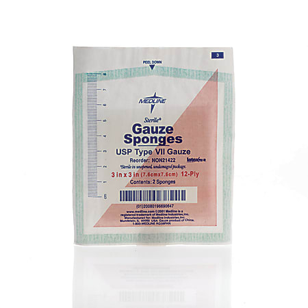 Medline Sterile Gauze Sponges - 12 Ply - 3 Medline Sterile Gauze Sponges - 12 Ply - 3