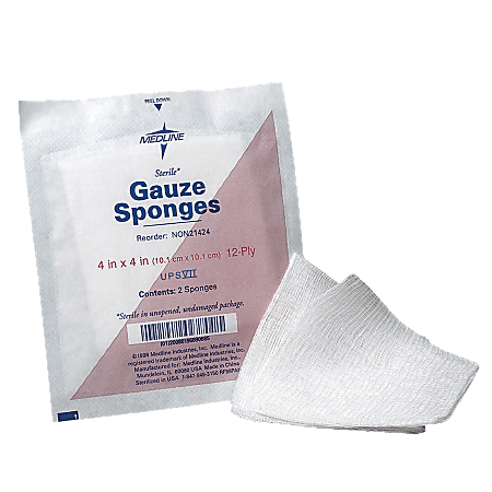 Medline Sterile 12 Ply Cotton Gauze Sponges - 12 Ply - 4