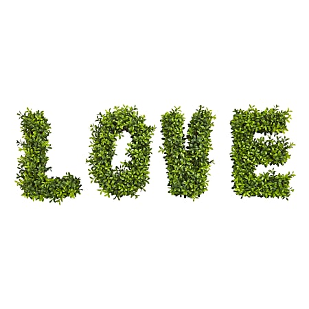 Nearly Natural LOVE Boxwood Artificial Wall Decoration, 12"H x 7"W x 4"D, Green