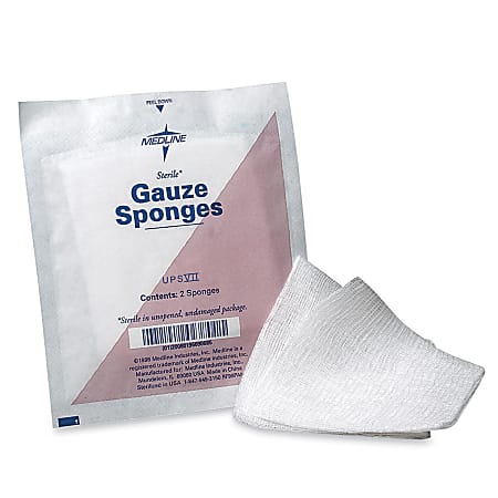 Medline Non-Sterile Woven Gauze Sponges, 12-Ply, 2" x 2", White, Box Of 200