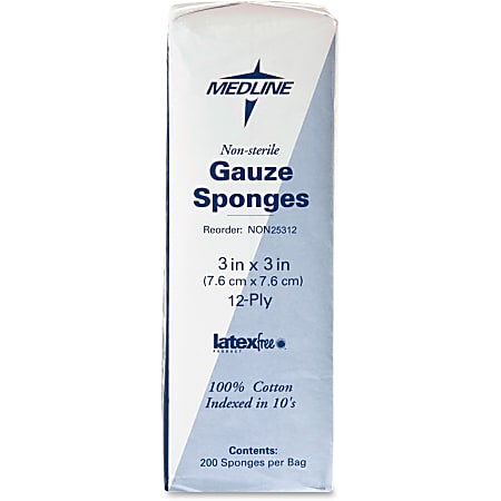 Medline Nonsterile Woven Gauze Sponges - 12 Ply - 3 Medline Nonsterile Woven Gauze Sponges - 12 Ply - 3