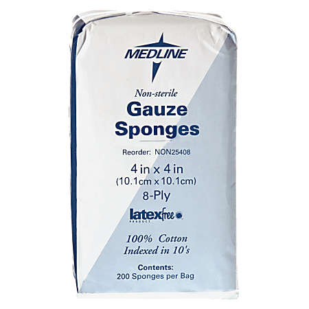 Medline Gauze Sponges, Nonsterile, 4" x 4", 8-Ply,