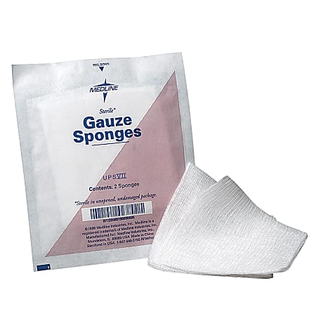 Medline Gauze Sponges, Non-Sterile, 4" x 4", 12-Ply, Box Of 200