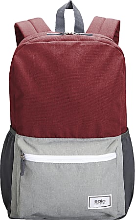 Solo New York ReSolve Backpack With 15.6" Laptop Pocket, 51% Recycled, Gray/Red