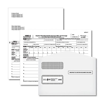 ComplyRight ACA 1095-C Inkjet/Laser Tax Forms And Envelopes, 1-Part, 8 1/2" x 11", Pack Of 50 Forms