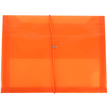 JAM Paper® Plastic Booklet Envelope, Letter-Size, 9 3/4" x 13", Bungee Closure, Orange