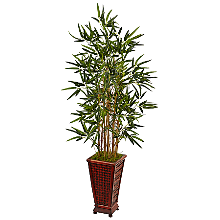 Nearly Natural Bamboo 54”H Artificial Tree With Decorative Planter, 54”H x 25”W x 25”D, Green