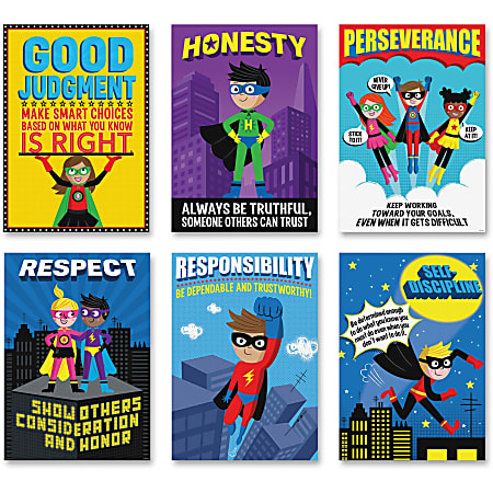 Creative Teaching Press Superhero InspireU Posters - 13.4" Width x 13" Height - Superhero Character - Multicolor