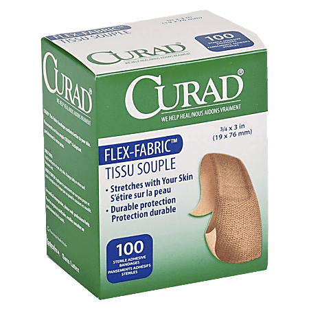 Medline Comfort Cloth Adhesive Fabric Bandages, 3/4" x 3", Neutral, Box Of 100