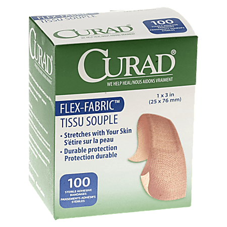 Medline Adhesive Flex Fabric Bandages, 1" x 3", Box Of 100