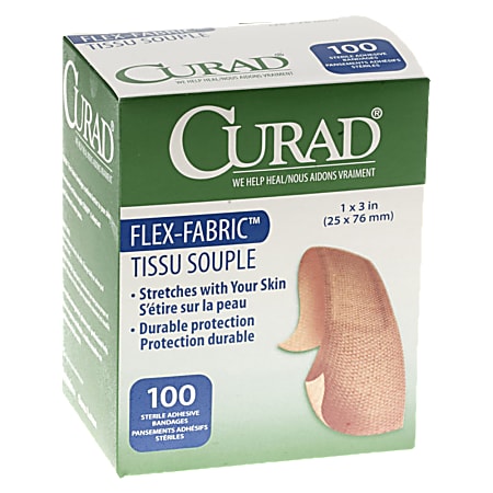 Medline Adhesive Flex Fabric Bandages, 1" x 3",