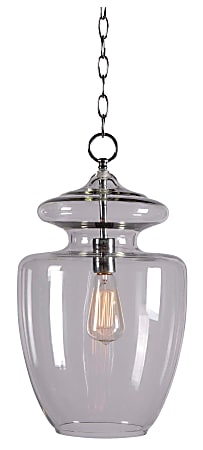 Kenroy Home Hanging Pendant Light, Apothecary, 1-Light, 17"H, Clear Shade/Chrome Finish