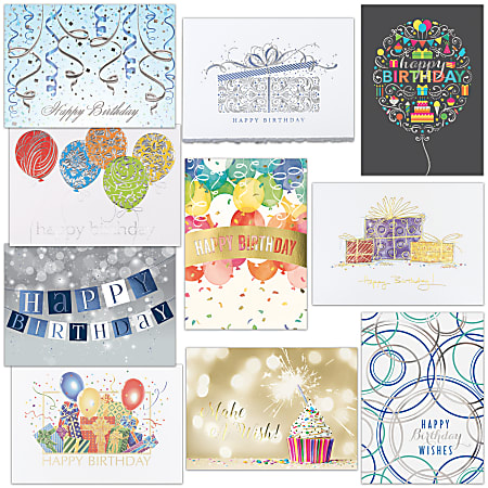 All Occasion Assorted Birthday Greeting Cards With Envelopes, 7-7/8" x 5-5/8", Pack of 50