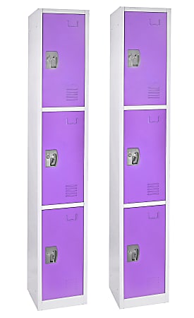 Alpine Large 3-Tier Steel Lockers, 72”H x 12”W