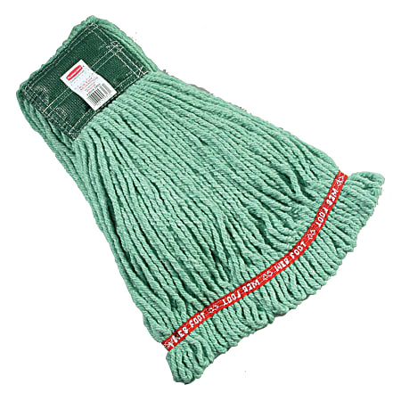 Rubbermaid Premium Web Foot Shrinkless Wet Mop, Medium 5" Headband, Green