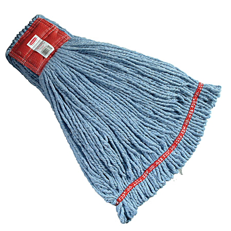 Rubbermaid Premium Web Foot Shrinkless Wet Mop, Large 5" Headband, Blue