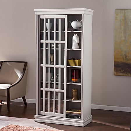 Southern Enterprises Mannheim Sliding-Door Cabinet, Warm Gray