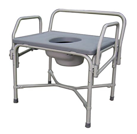 Medline Steel Bariatric Drop-Arm Commode, Gray