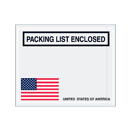 Tape Logic® Packing List Envelopes, 4 1/2" x 5 1/2", USA Flag, Pack Of 1,000
