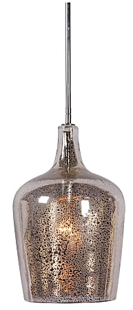 Kenroy Pi Hanging Pendant Lamp, 1-Light, 14"H, Mirror Shade, Silver Base