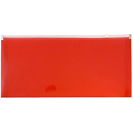 JAM Paper® #10 Plastic Envelopes, Zipper Closure, Red, Pack Of 12