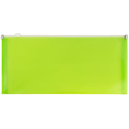 JAM Paper® #10 Plastic Envelopes, Zipper Closure, Green, Pack Of 12