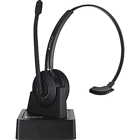 Spracht ZUM COMBO Bluetooth/USB Wireless Headset + Base - Mono - Wireless - Bluetooth - 33 ft - 32 Ohm - 300 Hz - 3.40 kHz - Over-the-head - Monaural - Supra-aural - Noise Cancelling, Noise Reduction, Echo Cancelling, Uni-directional Microphone - Black