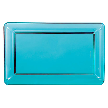 Amscan Plastic Rectangular Trays, 11" x 18", Caribbean Blue, Pack Of 4 Trays 