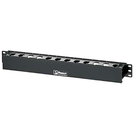 PANDUIT PatchLink Horizontal Cable Manager - Cable Manager - Black - 1U Rack Height - 19" Panel Width