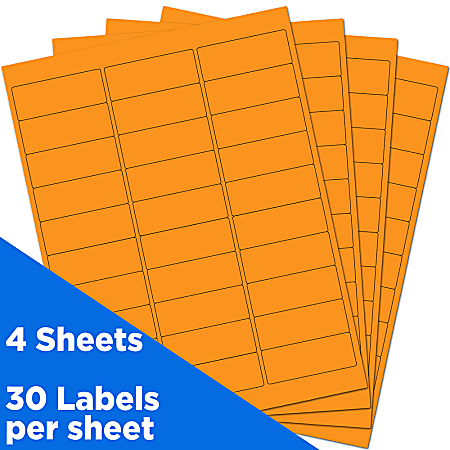 JAM Paper Mailing Address Labels Rectangle 1 x 2 58 Neon Orange Pack of