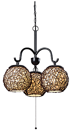 Kenroy Home Castillo Outdoor Hanging Chandelier, 20"H, Cream Shades/Bronze Finish