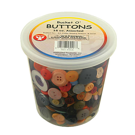 Hygloss Assorted Buttons, 16 Oz, Assorted Colors, Pack Of 3