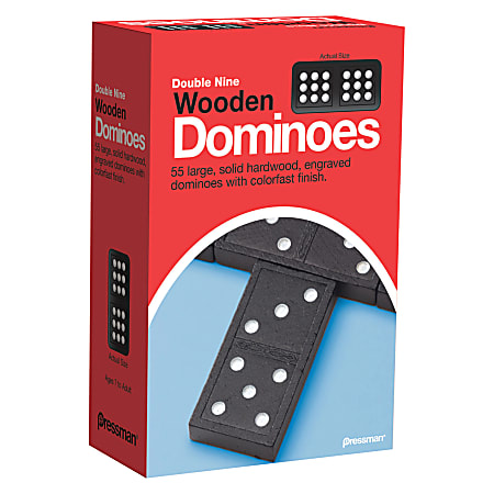 Pressman Toys Double Nine Wooden Dominoes Game, Ages 7-18