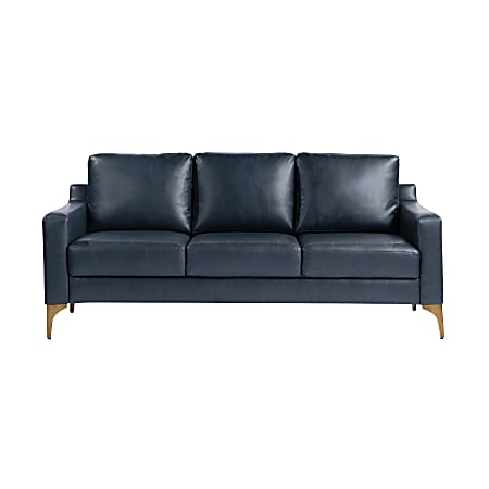Lifestyle Solutions Serta Florence Faux Leather Sofa, 35”H x 78”W x 33-1/2”D, Navy