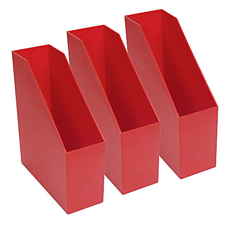Romanoff Magazine Files, 9 1/2"H x 3 1/2"W x 11 1/2"D, Red, Pre-K - Grade 8, Pack Of 3