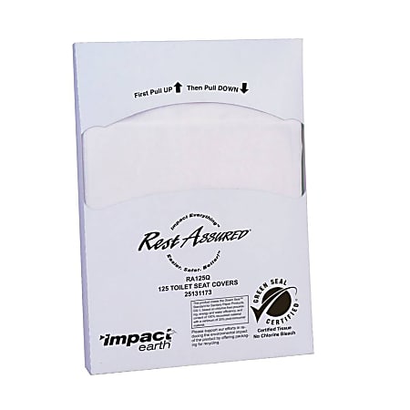 Impact™ Rest Assured™ Impact Earth Seat Covers, 100% Recycled, White, 125 Covers Per Pack, Case Of 40 Packs