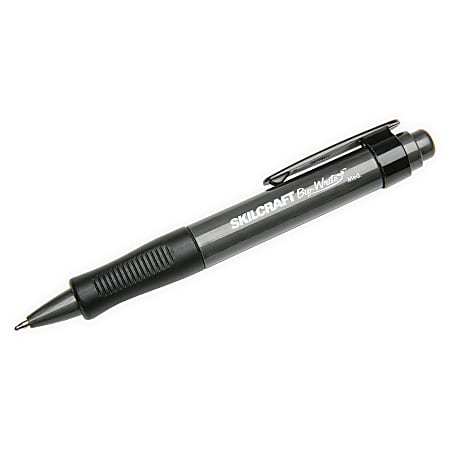 AbilityOne SKILCRAFT® Ergonomic Retractable Ballpoint Pens, Medium Point, Black Ink, Pack Of 12